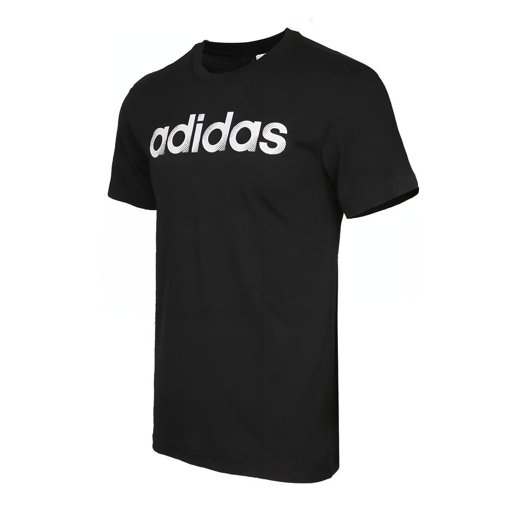 adidas Logo Print Outdoor Casual Sports Crew Neck Short Sleeve T-Shirt Men Tops Black CV4511