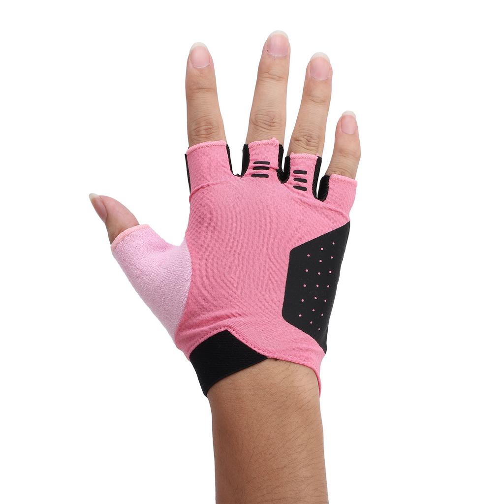 2pcs Cycling Gloves Lightweight Breathable Thickened Non Slip Road Riding Gloves for Weightlifting Yoga Training Fitness Rose Red M
