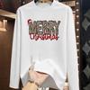 (Asian Size) Trend Cute Tree Christmas New Year Graphic Tee Print T Shirt Women Autumn Winter Casual Fashion Top Clothing Long Sleeve T-shirts