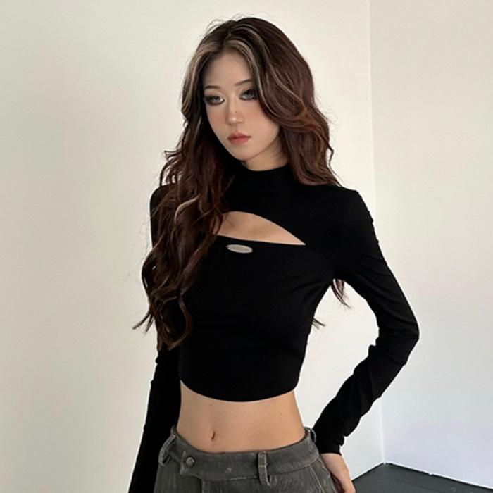 2025 Lace-Up Backless Slimming Long Sleeve Women's T-Shirt - Figure Flattering Autumn/Winter Design