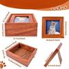 Wooden Pet Ashes Storage Box with Photo Frame Square Dog Ashes Container Dustproof with Drawers Pet Commemorative Urn