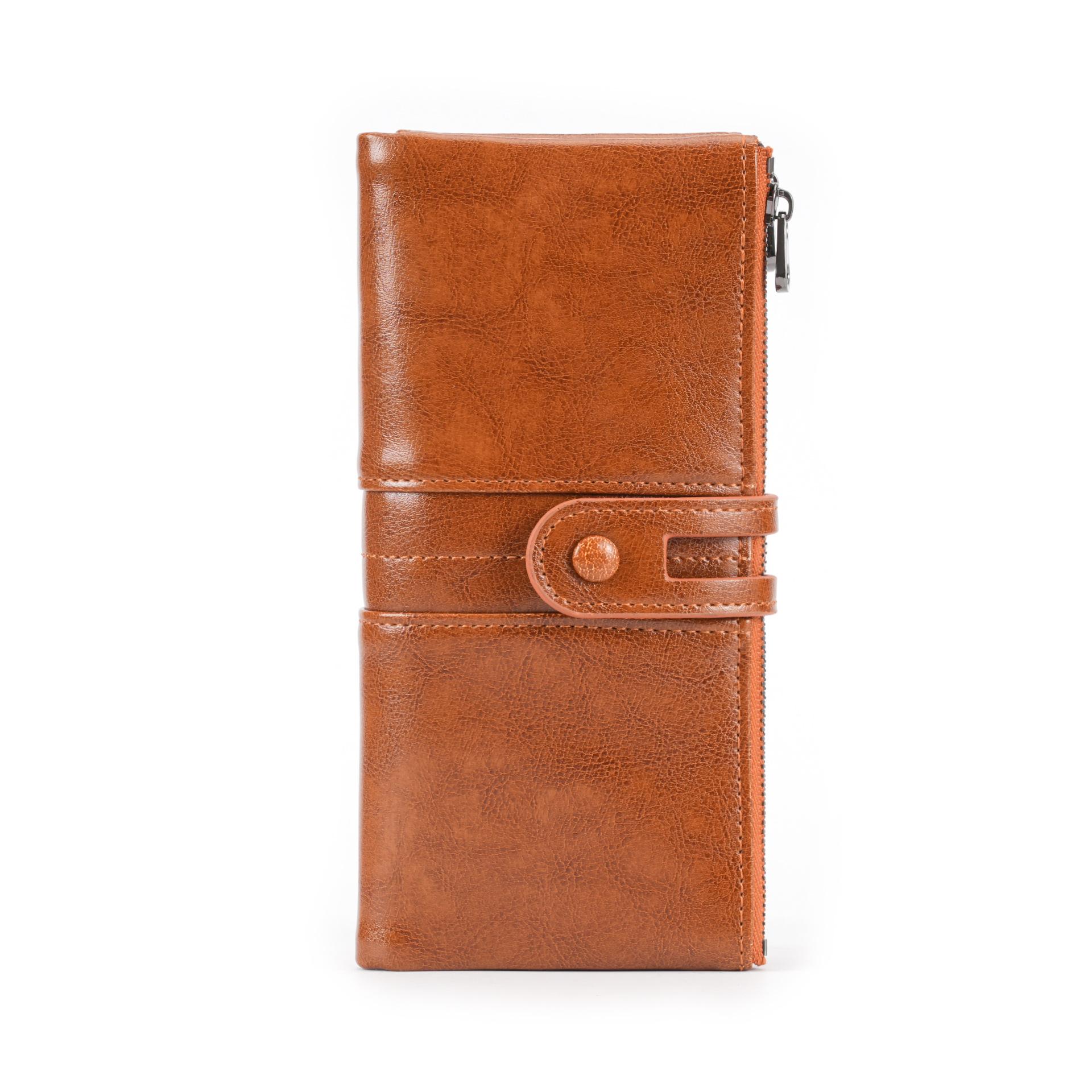 Rfid Women S Wallet Leather Textured Wallet Multifunctional Long Change Bag Wallet коричневый
