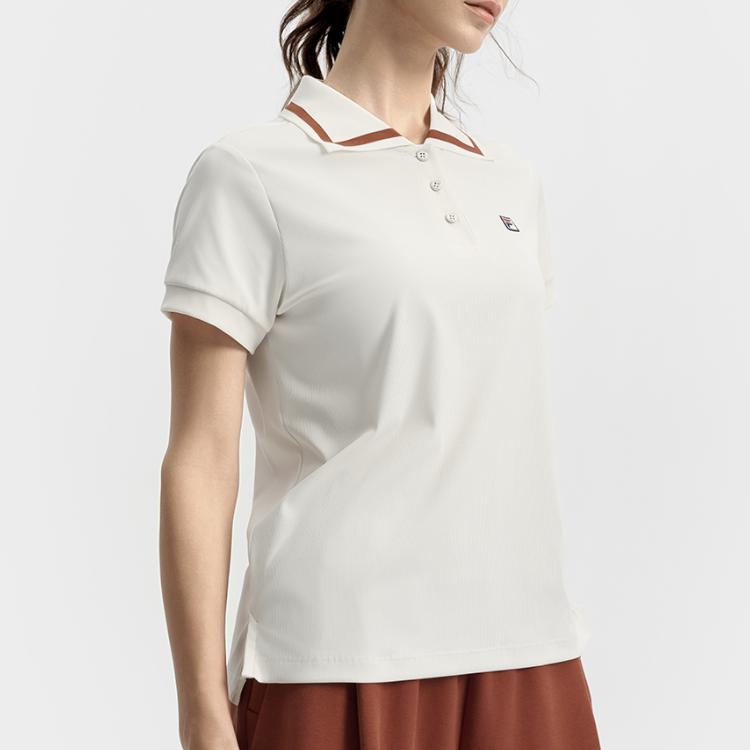 Fila Tennis Minimalist Comfortable Trendy Sports Cool Short Sleeve Polo Shirt Women Tops A11W533109F-WT
