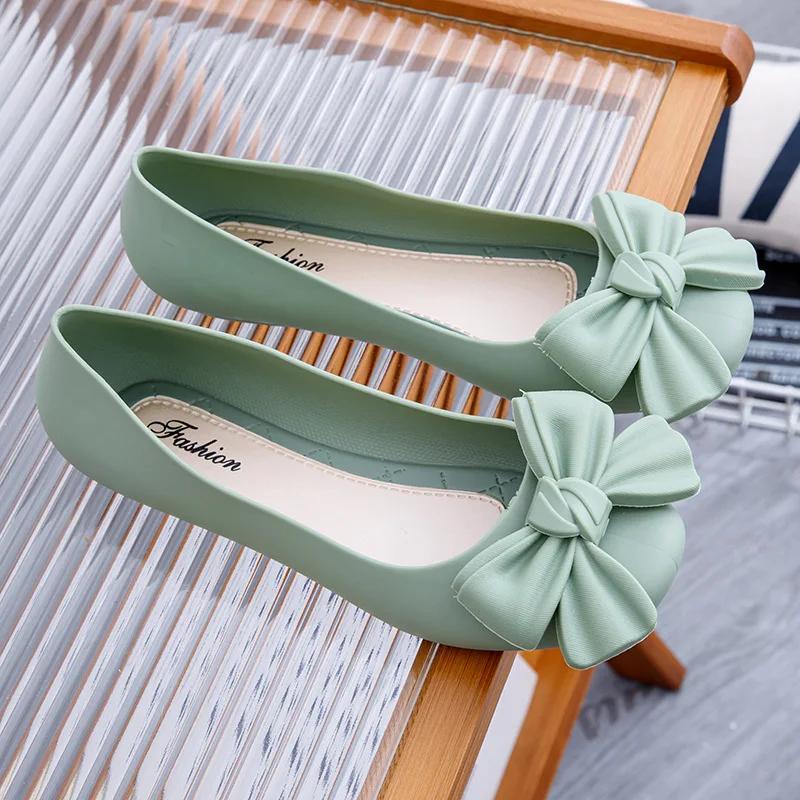 Fashion Fashion New Women's Comfortable Sandals Solid Color Bow Flat Shoes Summer Outer Wear Casual Bag Heel Flat Round Toe Sandals