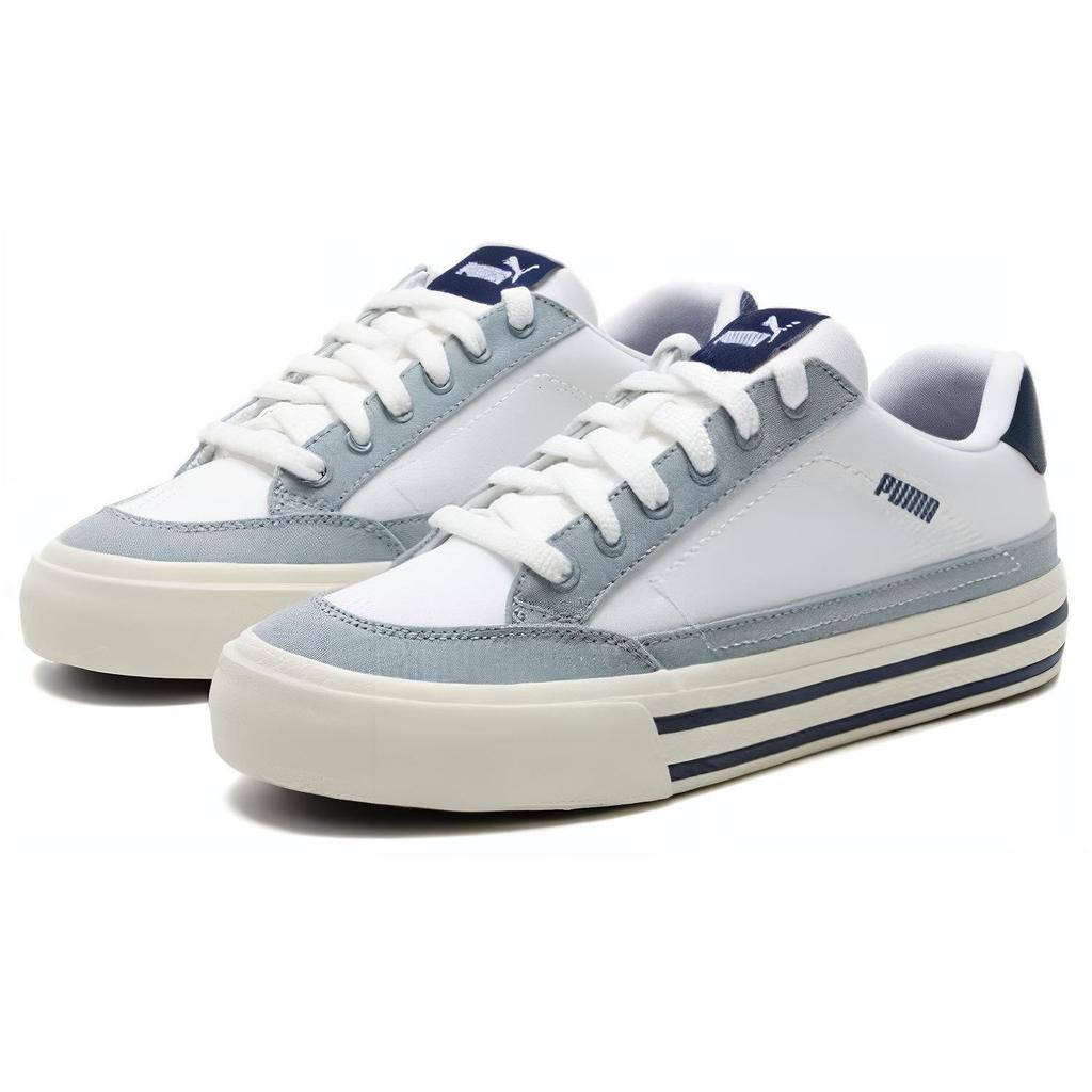 Puma Chaussures de Skate Simples Confortables Absorbant les Chocs Durables Légères Respirantes Tige Basse Baskets Unisexe Blanc Bleu 395020-05