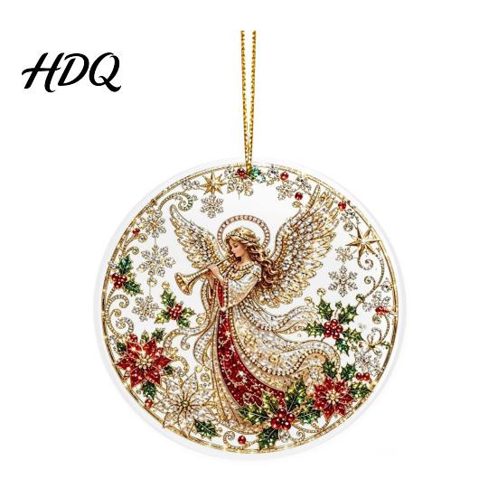 Festive Tree Hanging Christmas Acrylic Ornament 2D Flat Double Side Printed Thoughtful Gifts for Friends Santa Snowman Pendant Window Holiday Decor
