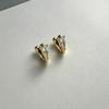 Minimalist Geometric Heart Water Drop Zirconia Earring Hoops - Fashionable, Versatile, Small, and Exquisite