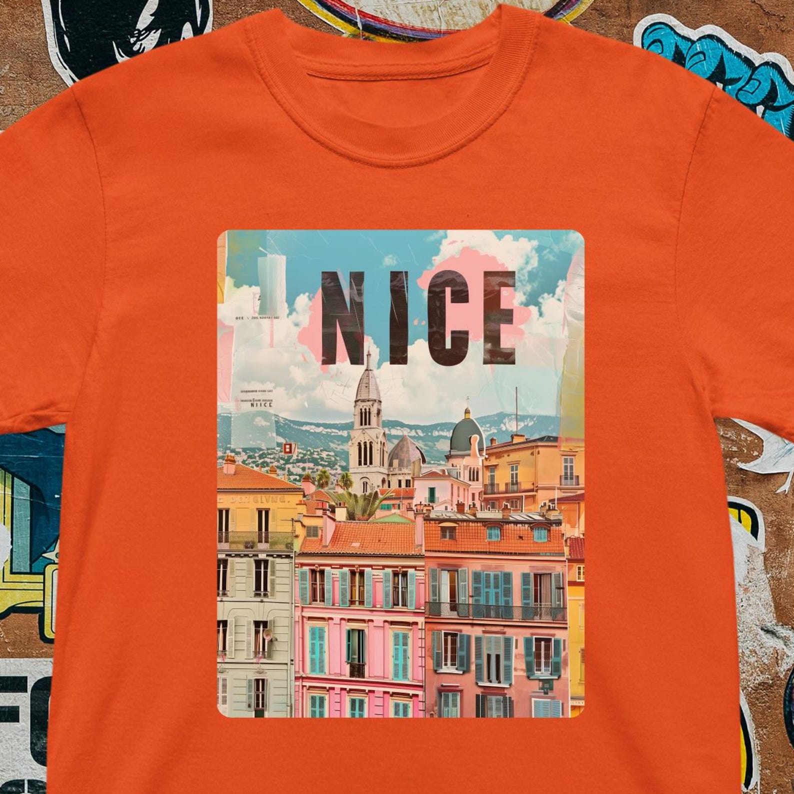 Nice France Travel Poster T-Shirt - Vintage French Riviera Tee 2XL