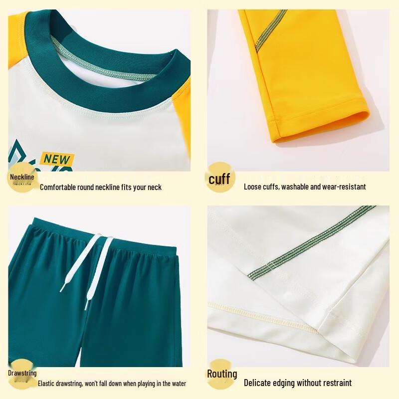 Youyou Boy's Long Sleeve Sun Protection Swimsuit Set