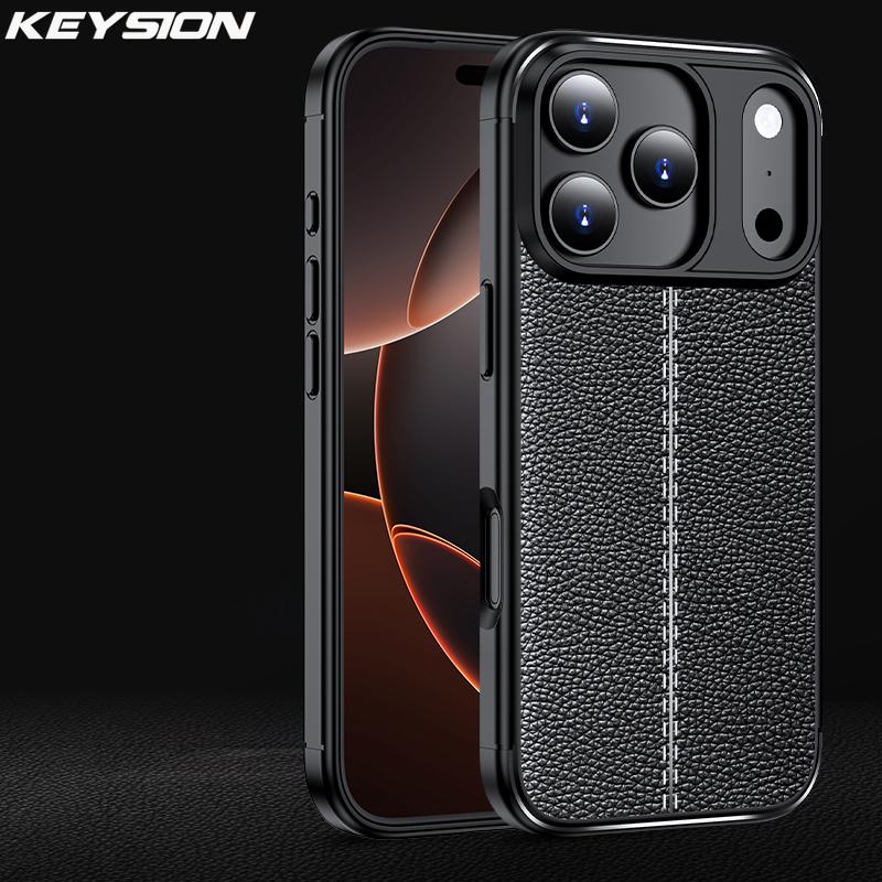 KEYSION დარტყმაგამძლე ქეისი iPhone 17 Pro Max-ისთვის რბილი სილიკონის ტყავის ტექსტურით, ბიზნეს სტილის ტელეფონის უკანა საფარი iPhone 17 17 Air-ისთვის