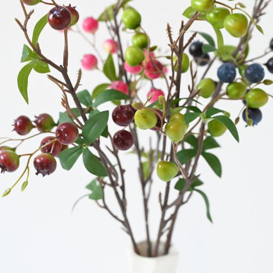 Künstliche Granatapfelbeeren Zweige Falsche Fruchtbeeren Picks mit Blättern für Heim-Blumenarrangements