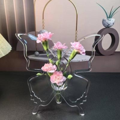 Gjennomsiktig sommerfugl akryl blomstervase tredimensjonale blomsterarrangements tilbehør sommerfuglvase hjemmedekorasjon