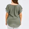 Bluzka damska plus size z dekoltem w serek, rozkloszowanymi rękawami, casualowy top, sukienki damskie plus size, odzież damska plus size, duży rozmiar 4XL 5XL