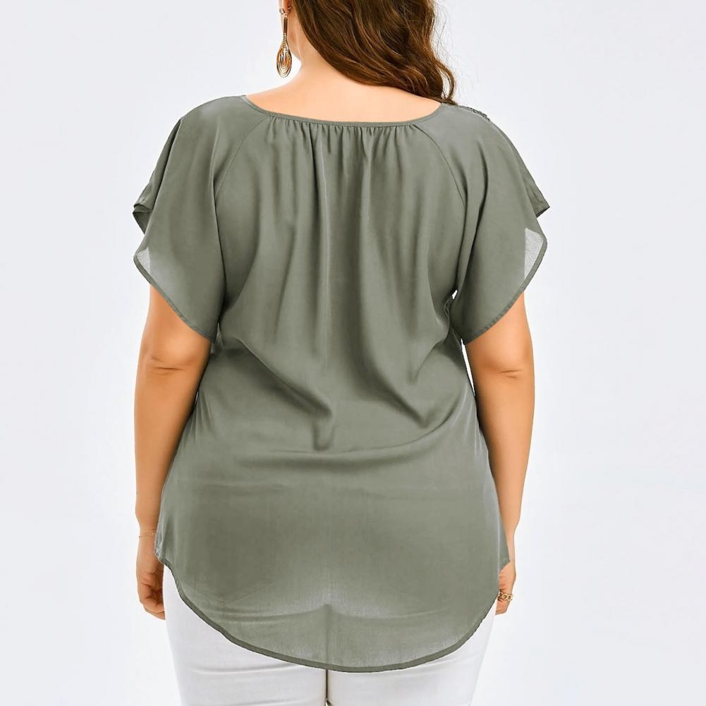 Bluzka damska plus size z dekoltem w serek, rozkloszowanymi rękawami, casualowy top, sukienki damskie plus size, odzież damska plus size, duży rozmiar 4XL 5XL