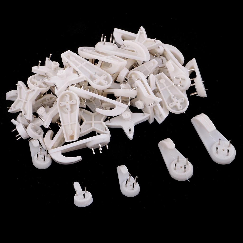 

Large Small Mixed White Plastic Non-Trace Drywall Picture Hanger Hook - Pack of 25mm 30mm 28mm 40mm
