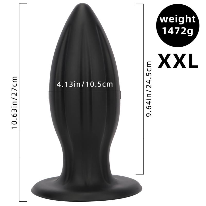 Black Yu'er Sucker Rear Court Big Anal Plug Fisting Training Soft Anal Expansion Silicone Super Large Anal Plug Dildo