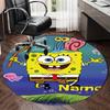 Custom Name SpongeBob SquarePants Printed Round Rug Carpet Chair Rug Area Rug Entryway Doormats,for Office Chair Living Room Bedroom Kitchen Room.