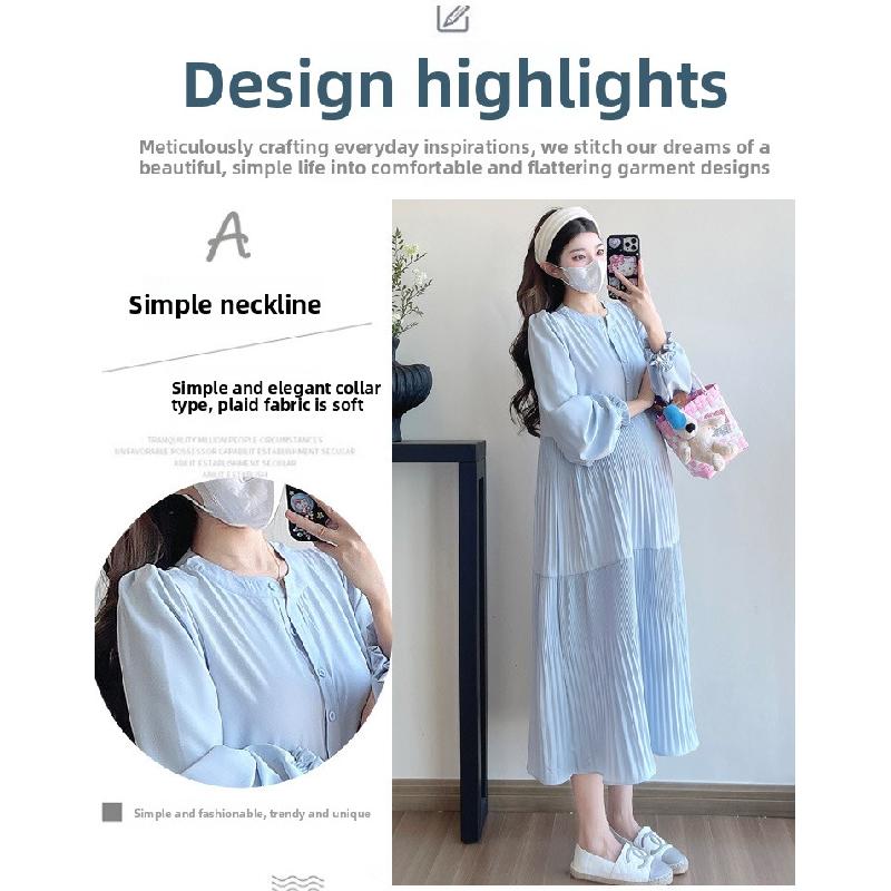 Maternity Dress Spring Autumn 2026 New Fashionable Loose Belly-Covering Shirt Dress Spring Maternity Dress