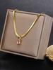 1pc Minimalist Square Cubic Zirconia Pendant Stainless Steel Blade Chain Necklace For Women, Suitable For Daily Wear And Gift