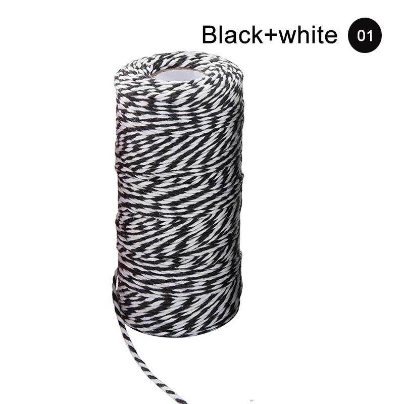 100M/Roll Cotton Bakers Twine String Cord Rope Two-color Craft Twine Home Textile Gift Packaging Christmas Wedding Decor