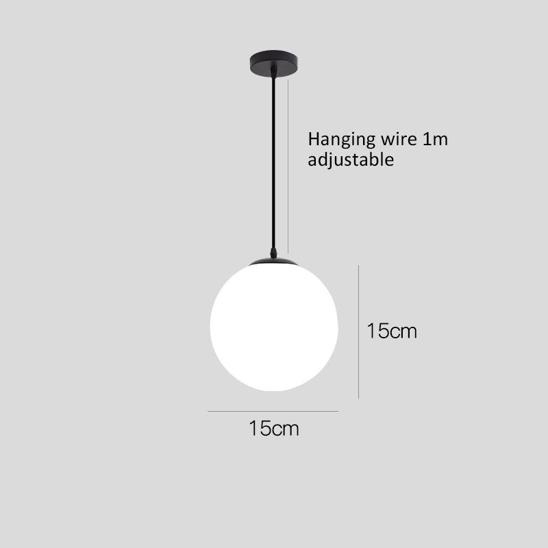 Gold/Black Glass Ball Pendant Lights White Globe Hanging Lamps Bar Restaurant Deco Luminaire Bedroom Light LED Pendant Lamp