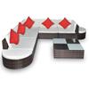 Set da giardino da 8 pezzi con cuscini in polyrattan marrone