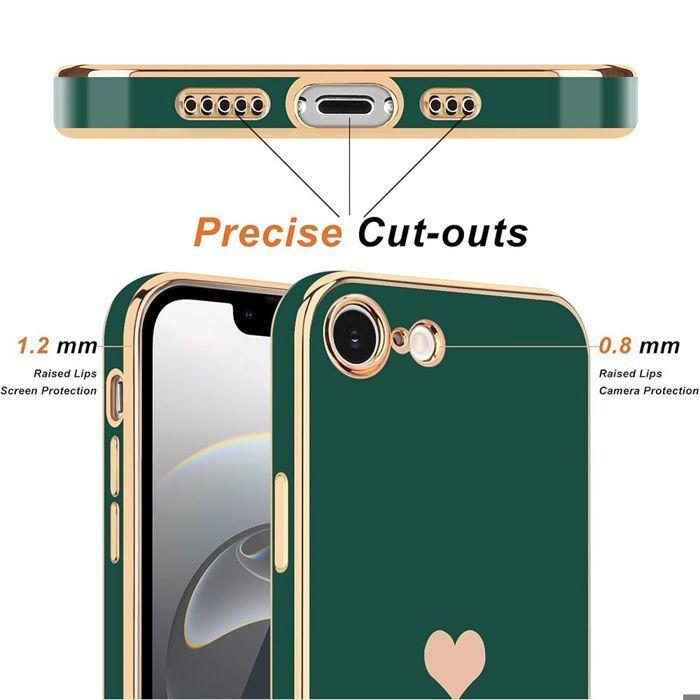 Coque de protection - BOOLING - iPhone 16e - Antichoc - Souple - Motif Cœur Vert Nuit