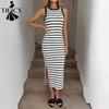 Modă Femei Vară Primăvară Imprimeu Dungi Fără Mâneci Decolteu O Talie Înaltă Rochii Casual
