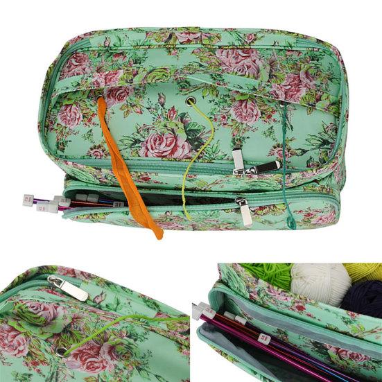 Portable Knitting Yarn Storage Tote Bag Crocheting Needle Hooks Organizer Pouch