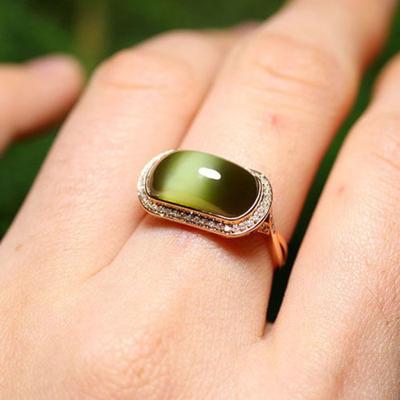 New Natural Hetian Jasper Rings for Women Exquisite Light Luxury Ethnic Style Engagement Party Jewelry Adjustable
