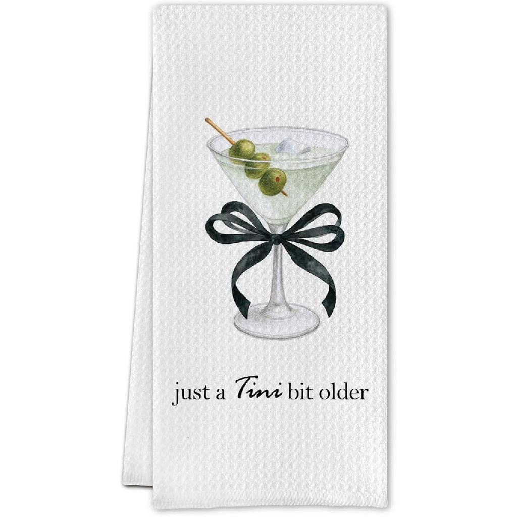 Martini Kitchen Towels,Funny Martini Dish Towels,Martini Gifts for Women,Martini Decor for Party Kitchen Bar Pub,16X24 Inches