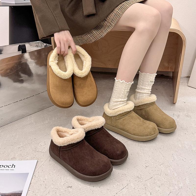 Ugly Cute Big Head Snow Boots Women's Winter 2025 Waterproof Snow Boots Fluffy Short Boots Thick-soled Piled Thickened Cotton Shoes
