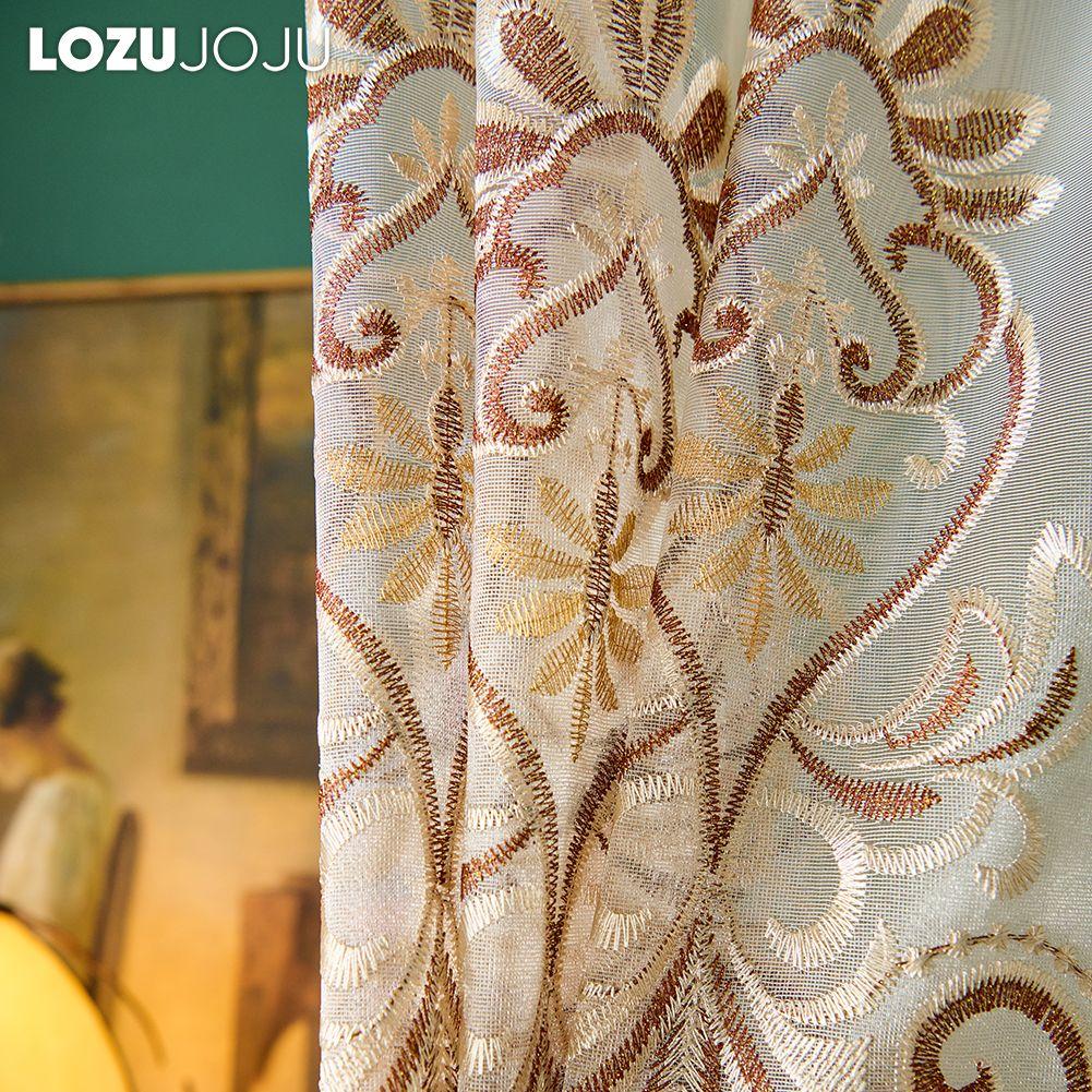 1PC LOZUJOJU European Style High-end Tulle Embroidered Sheer Curtains for Living Room Bedroom Balcony Window Home Decor