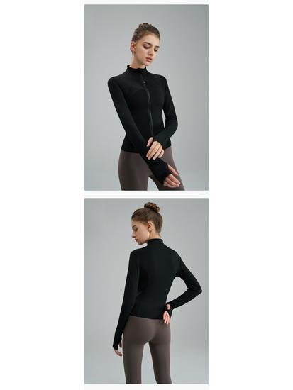 Nude Feel Women's Slim Fit Long Sleeve Yoga Jacket: Stand Collar, High-End Autumn/Winter Fitness Apparel
