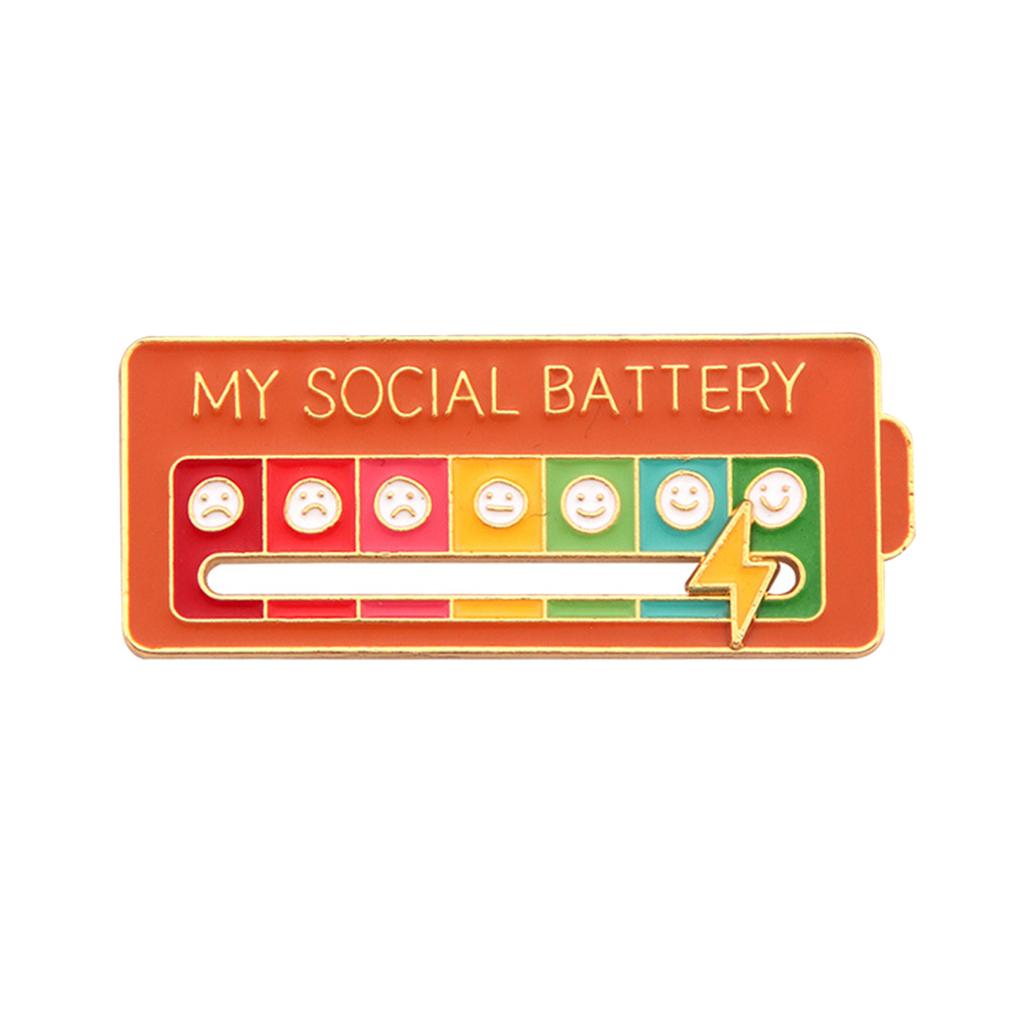 Emotions Enamel Pins Brooches My Social Battery Mood Tracker Metal Brooch Badges Fashion Jewelry Accessorie Gift Trendy Lapel