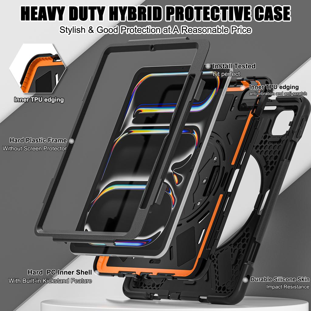 360 Rotating Case Universal for IPad Pro11 2025 M5 2024 M4 A3357 A3358 A3359 A2836 A2837 A3006 Rugged Stand Cover Shoulder Strap