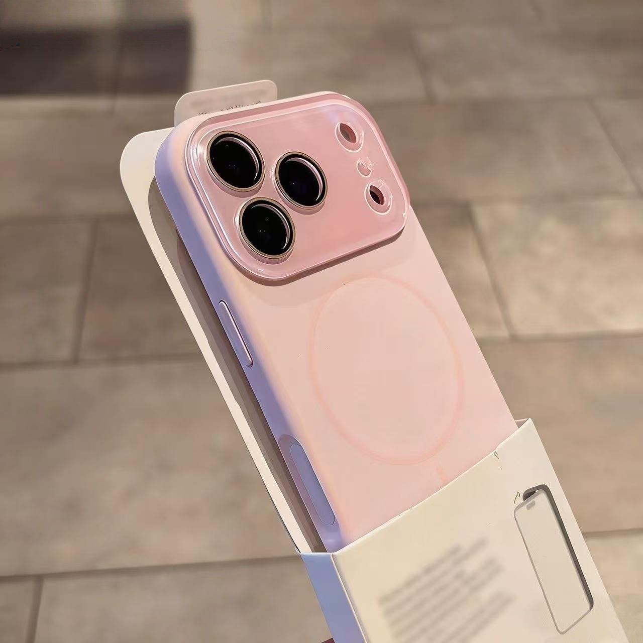 

Thin Ring Magnetic Liquid Silicone Case with Crystal Lens Protector for iPhone 16/17 Pro Max For iPhone 16 Pro