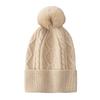 Women's 100% Pure Cashmere Pom-Pom Cable Knit Hat - Stylish, Warm, Versatile, Solid Color