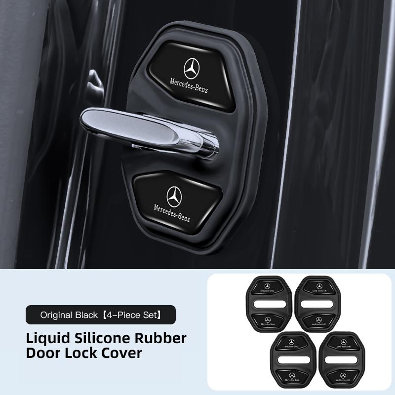 4Pcs Silicone Car Door Lock Buckle Protector Cover Tire Valve For Mercedes Benz AMG W203 W206 W220 W205 W211 W212 W201 W168 W169 BM1