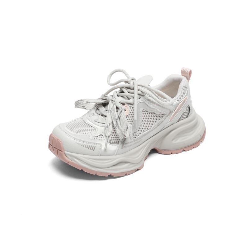 Mesh breathable dad shoes women's spring and summer new thick-soled heightening small sports shoes leather casual shoes