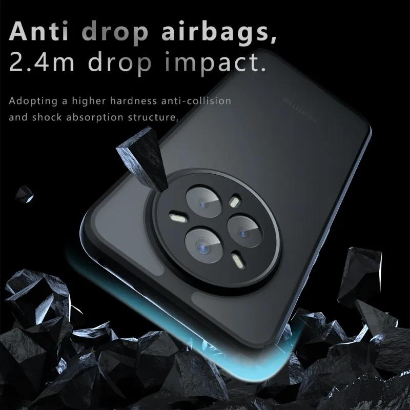 Shockproof Armor Case for Realme 14 Pro Plus Realme14 Matte Acrylic Hard Back Cover for Realme 14 Pro+ 14T 14X PC+TPU Bumper