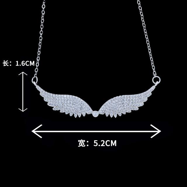 Collar Luz de Lujo Alas de Ángel Cadena para Clavícula Nicho Premium Alas Completamente Diamantadas Temperamento Versátil para el Trabajo Diario Cadena para el Cuello de Mujer