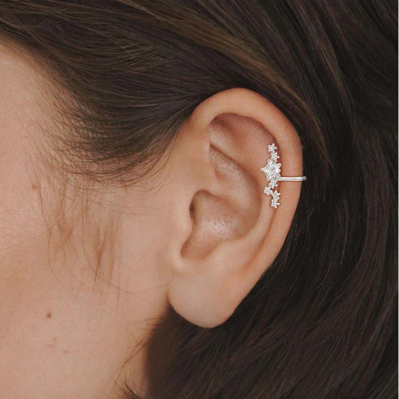 1Pcs Fashion Gold Color Star Ear Clip for Women Exquisite Sparkling Zircon No Piercing Cartilage Ear Cuff Wedding Zircon Gift медный