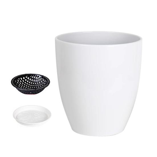 Deep Flower Pot Imitation Ceramic Plant Pot with Drainage Hole Resin Monstera Planter with Saucer for Indoor Outdoor Plants Home Garden Office Decor