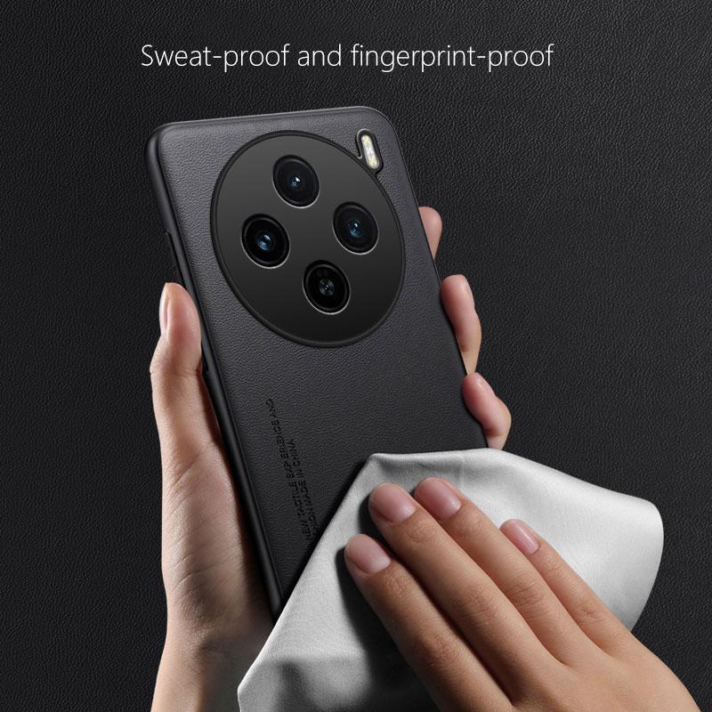 Etui til Vivo X200 Pro X200Pro Ensfarget Lær Silikonbeskyttelse Hardt Støtsikkert Telefondeksel til VivoX200Pro V2413 X100 Ultra X100 S Pro Skall