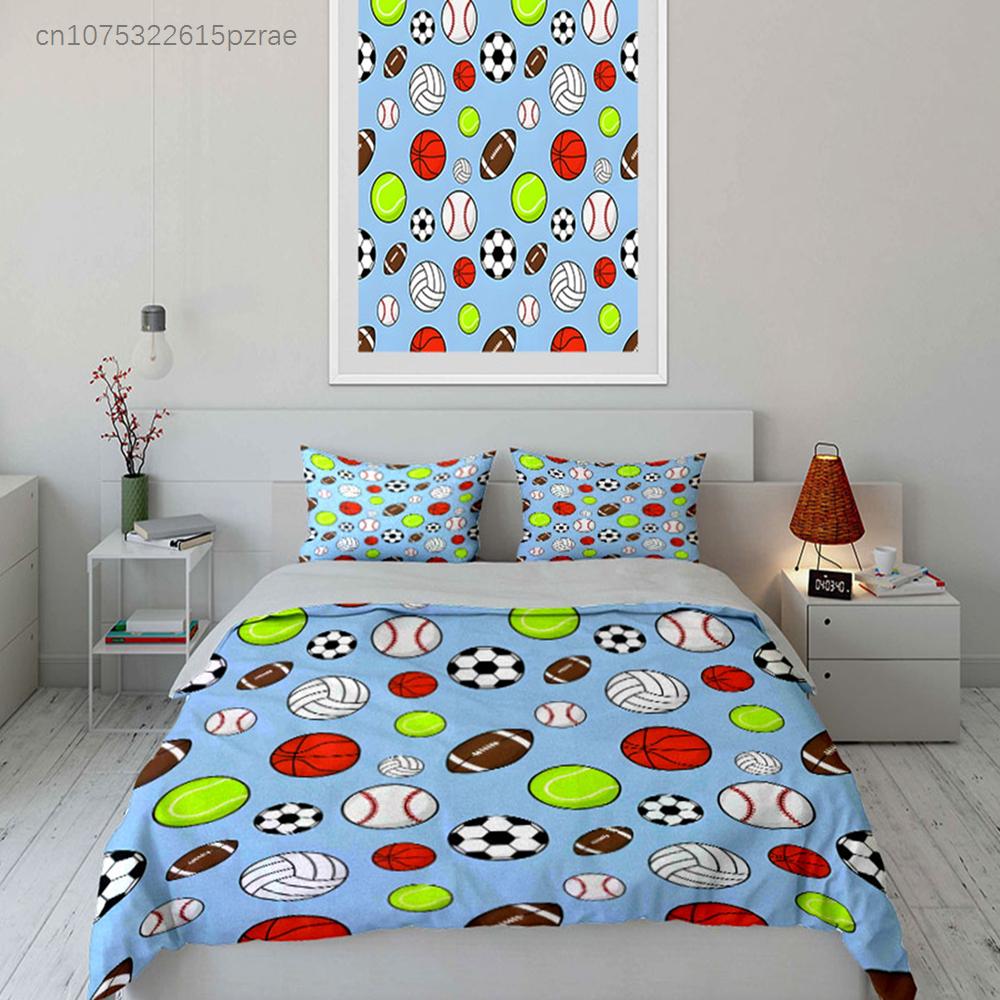 Sports Ball Pattern Set Multiple Sizes kid's And adults' Bedroom Exquisite 3PC Bedding set, Gift