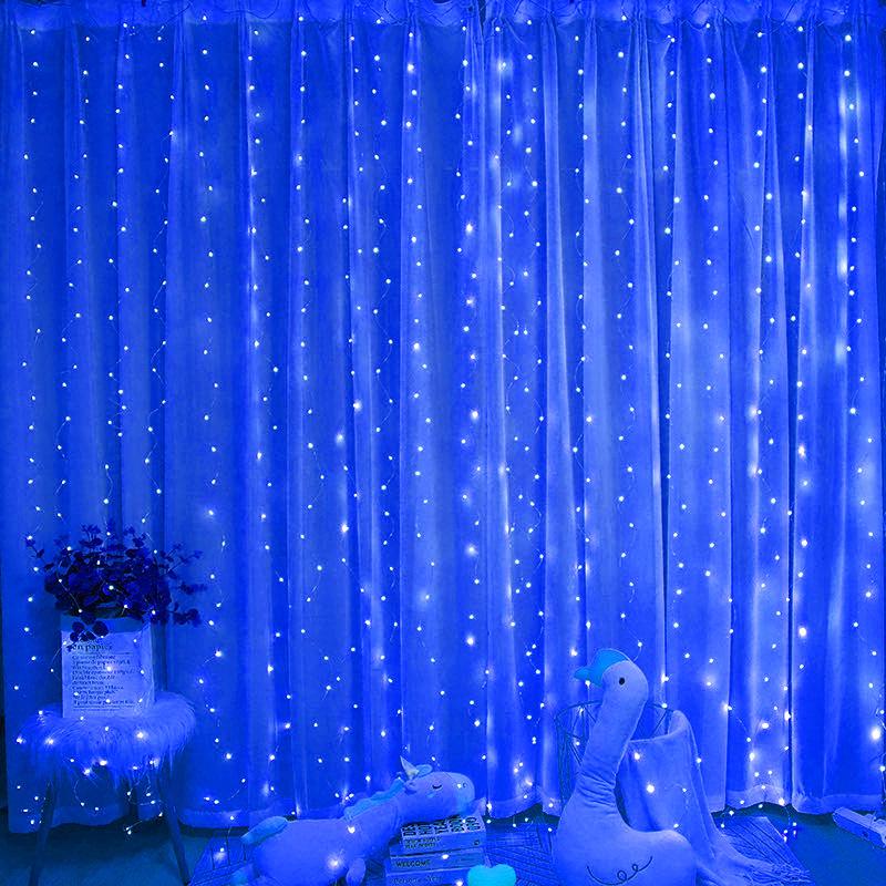 

USB Remote Copper Wire Curtain Lights 3x3M - Icicle Fairy Lights for Christmas Holiday Decor 3x1m 100 lights no hooks