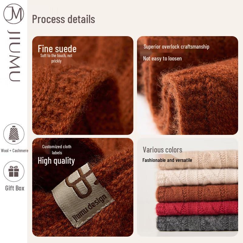 JIUMU Women's Autumn Winter Thickened Knit Scarf