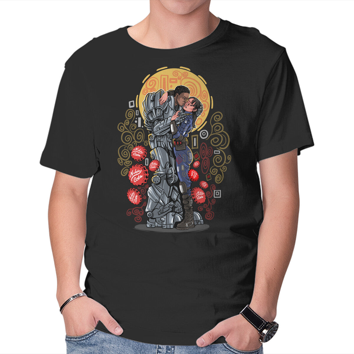 Unisex Crew Neck T-Shirt Wasteland Kiss Graphic Short Sleeve Casual Tee XS