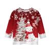 Christmas Day Print Tops For Youth Girls 4-11 Years Round Neck 3/4 Sleeves T-Shirts Trendy Tops Outfit Tees